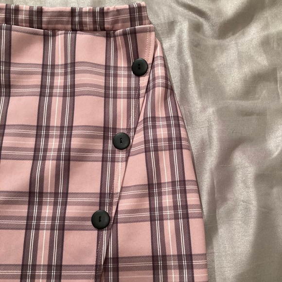 Pink Check Button Skirt - Picture 3 of 3